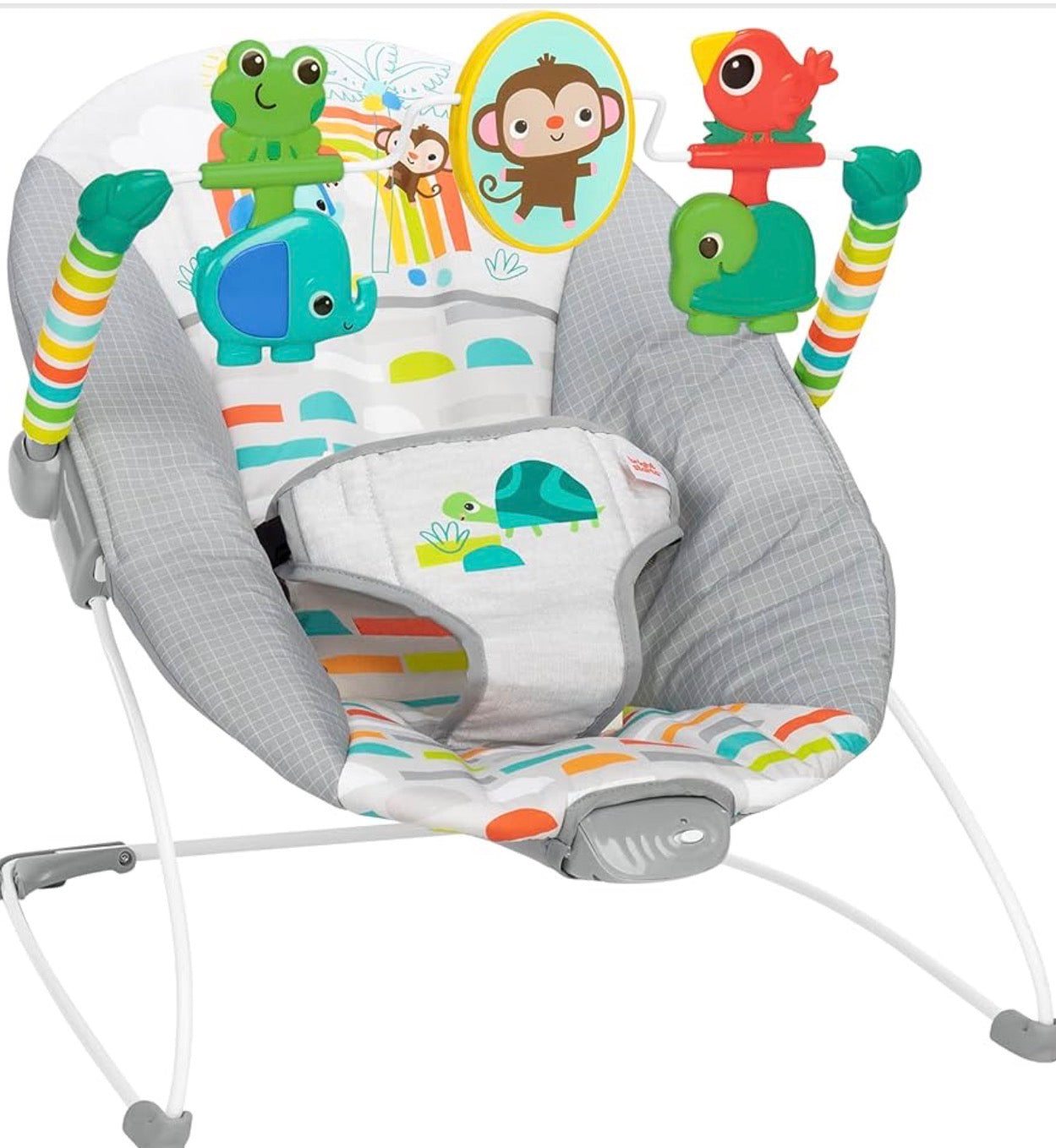 Bright Starts Playful Paradise Vibrating Baby Bouncer with Toys