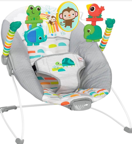 Bright Starts Playful Paradise Vibrating Baby Bouncer with Toys