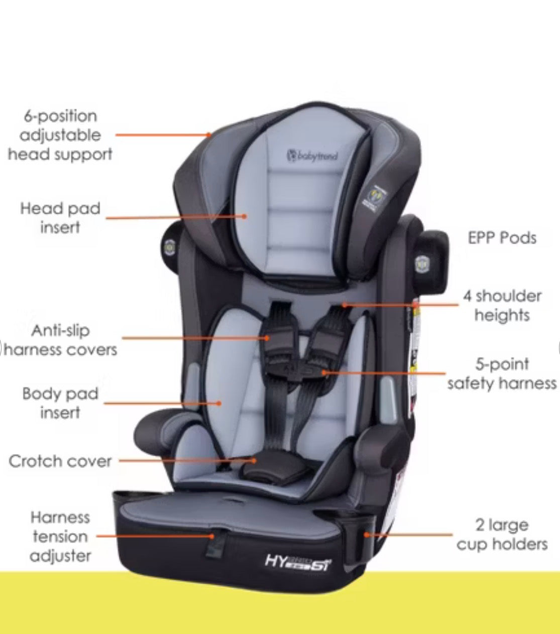 Baby Trend Hybrid SI 3-in-1 Combination Booster Car Seat with Side Impact Protection