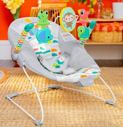 Bright Starts Playful Paradise Vibrating Baby Bouncer with Toys