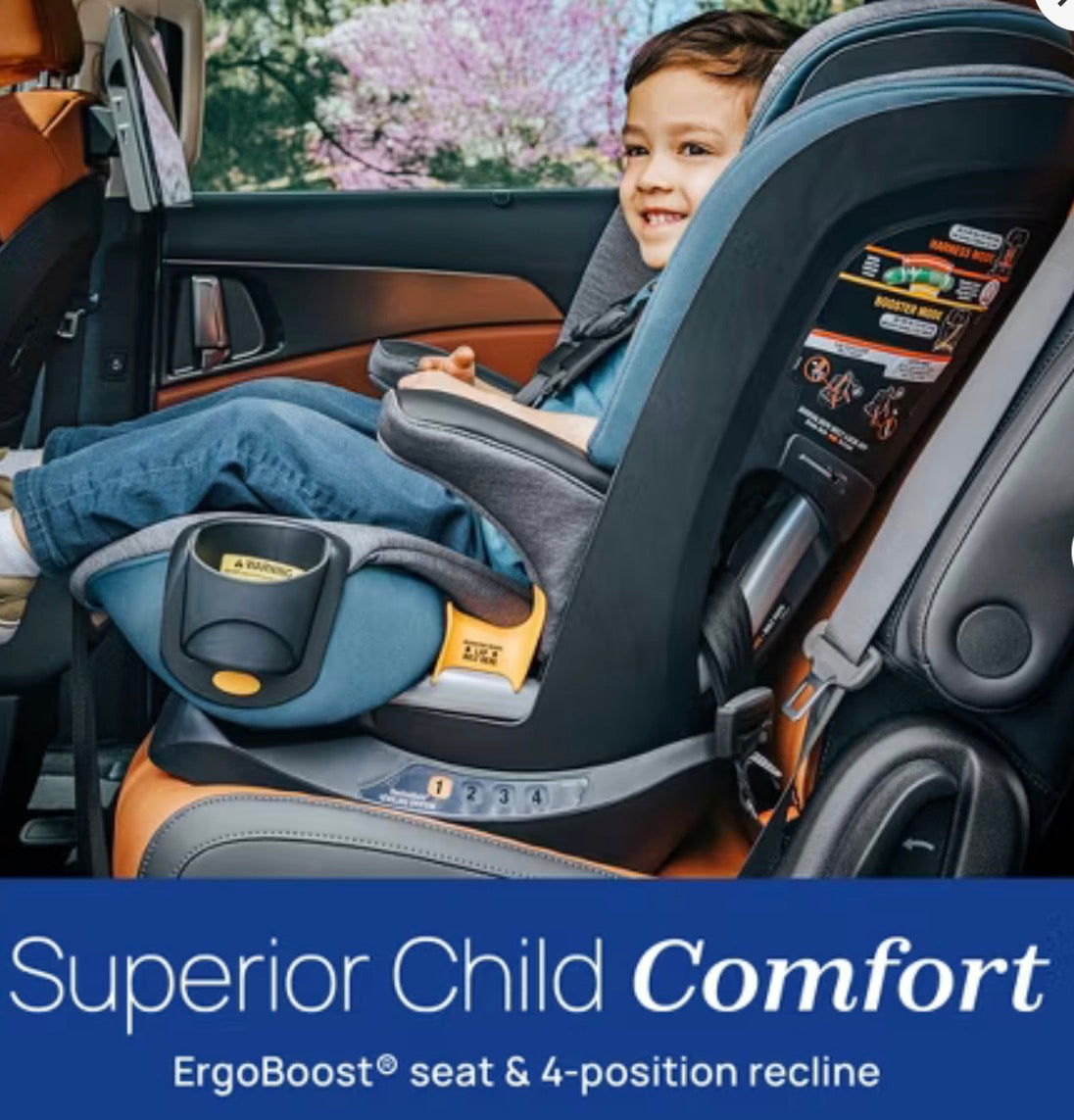 Chicco MyFit ClearTex Harness + Booster Seat - Raven: Fits 3 Across, LATCH Compatible, Machine Washable, Cup Holder