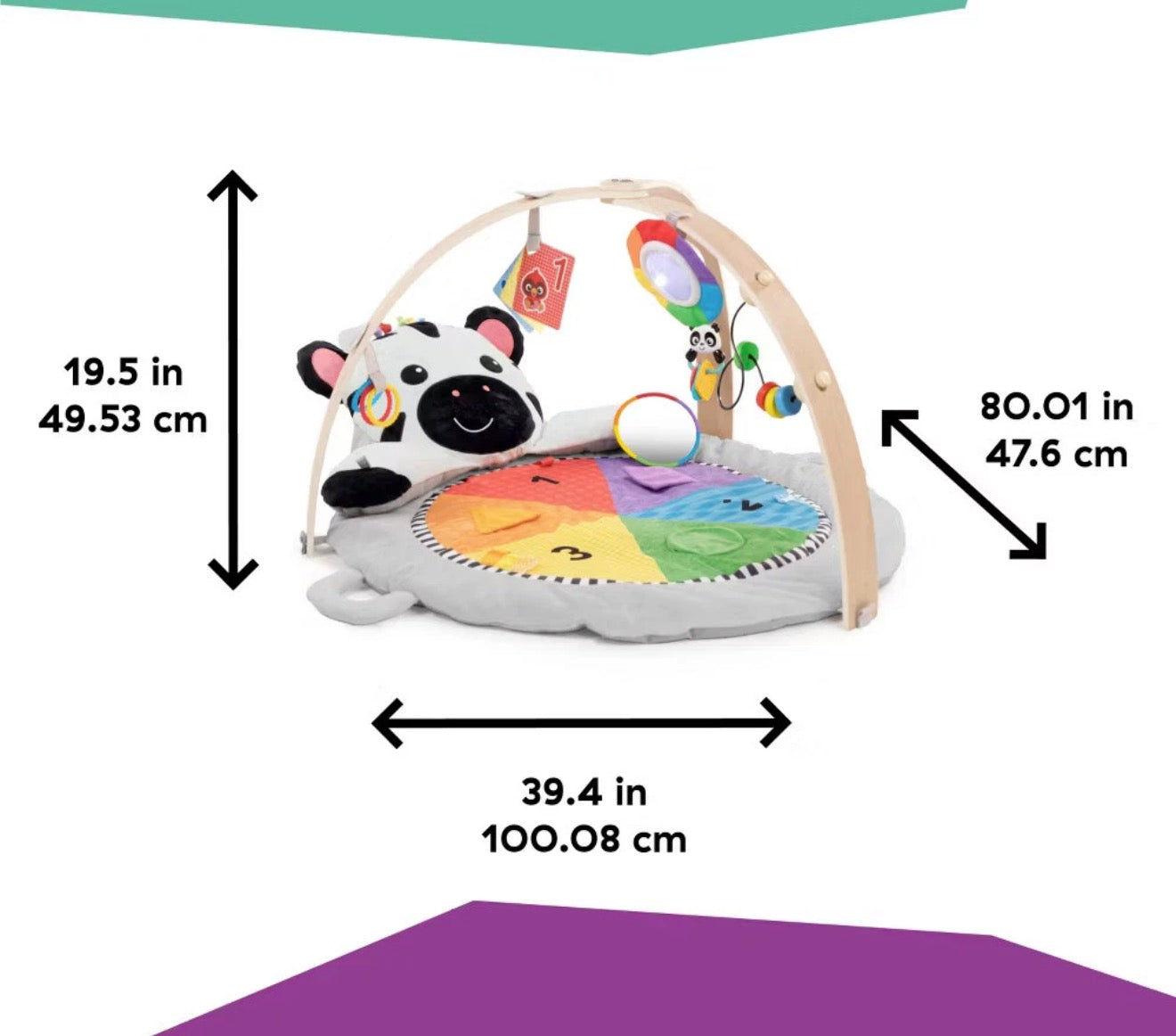 Baby Einstein Zen's Activity Milestones Plush Gym with Wooden Bar
