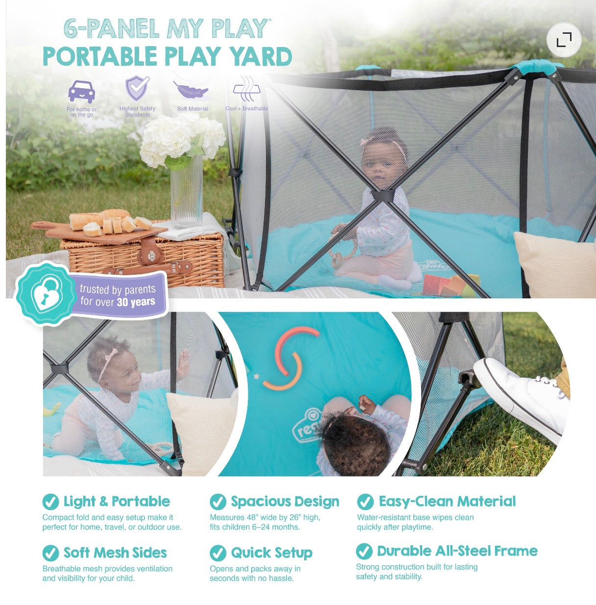 Regalo Safety My Play Portable Baby Playpen & Play Yard, Foldable 6-Panel