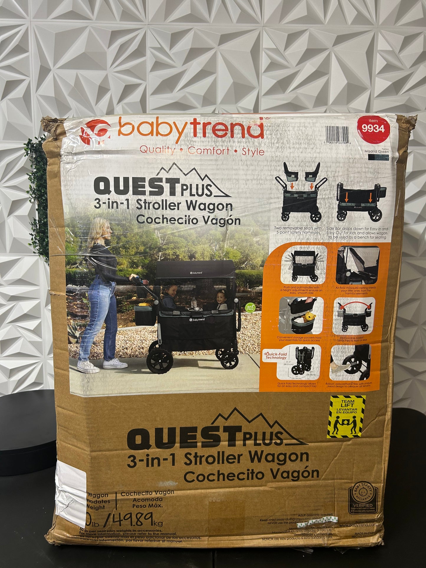 Baby Trend Quest Plus 3-in-1 Stroller Wagon, Dash Black