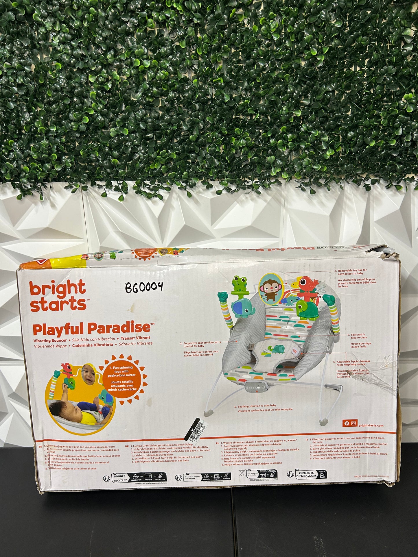 Bright Starts Playful Paradise Vibrating Baby Bouncer with Toys