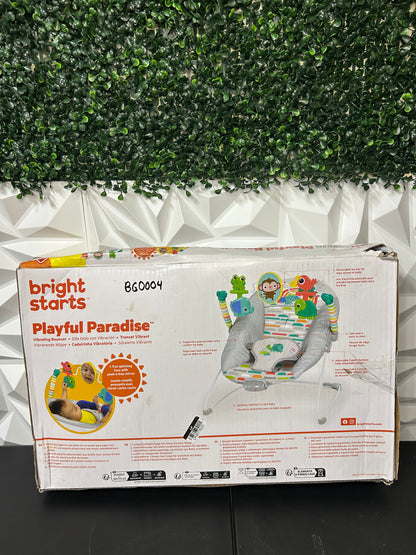Bright Starts Playful Paradise Vibrating Baby Bouncer with Toys